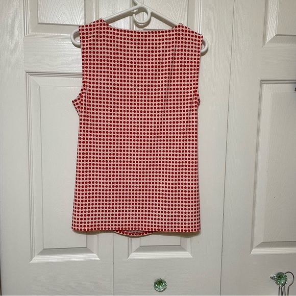 Anne Klein Red and White Asymmetrical Sleeveless Blouse - Picture 3 of 6